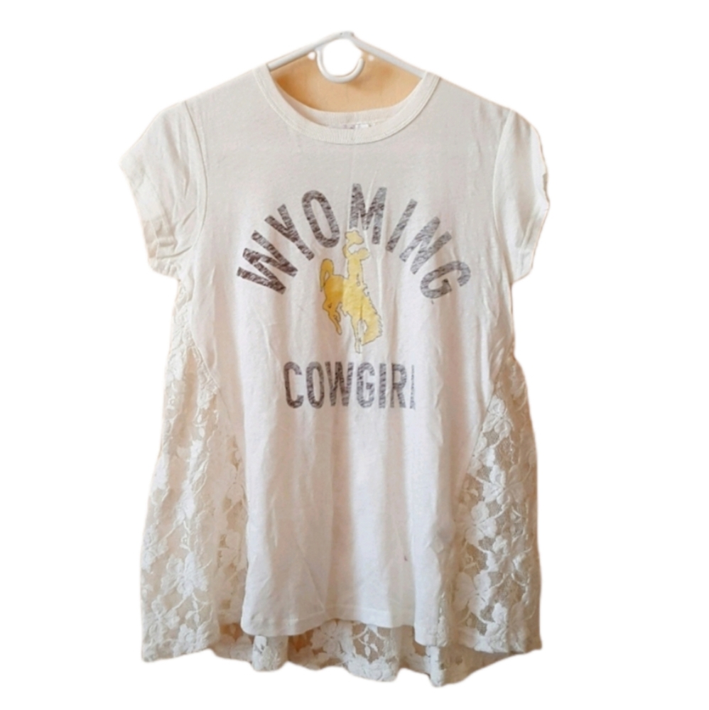 TOUCH Wyoming Cowgirl White T-shirt lace sides